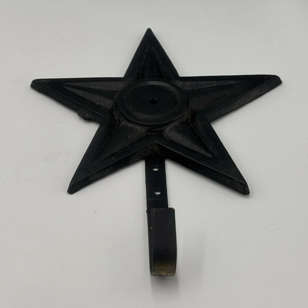 Western Cowboy theme Rustic Vintage Cast Iron Star Shape Wall Hook Hanging Decor